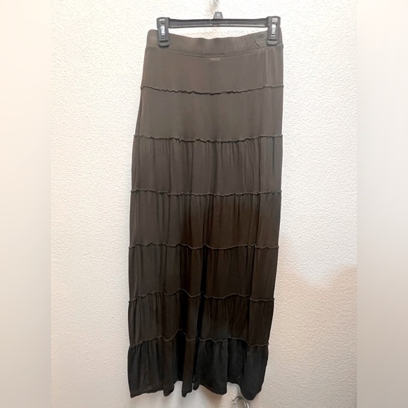 INC International Concepts Tiered Maxi Skirt. Dark Brown whimsical Romantic Boho - Picture 2 of 4